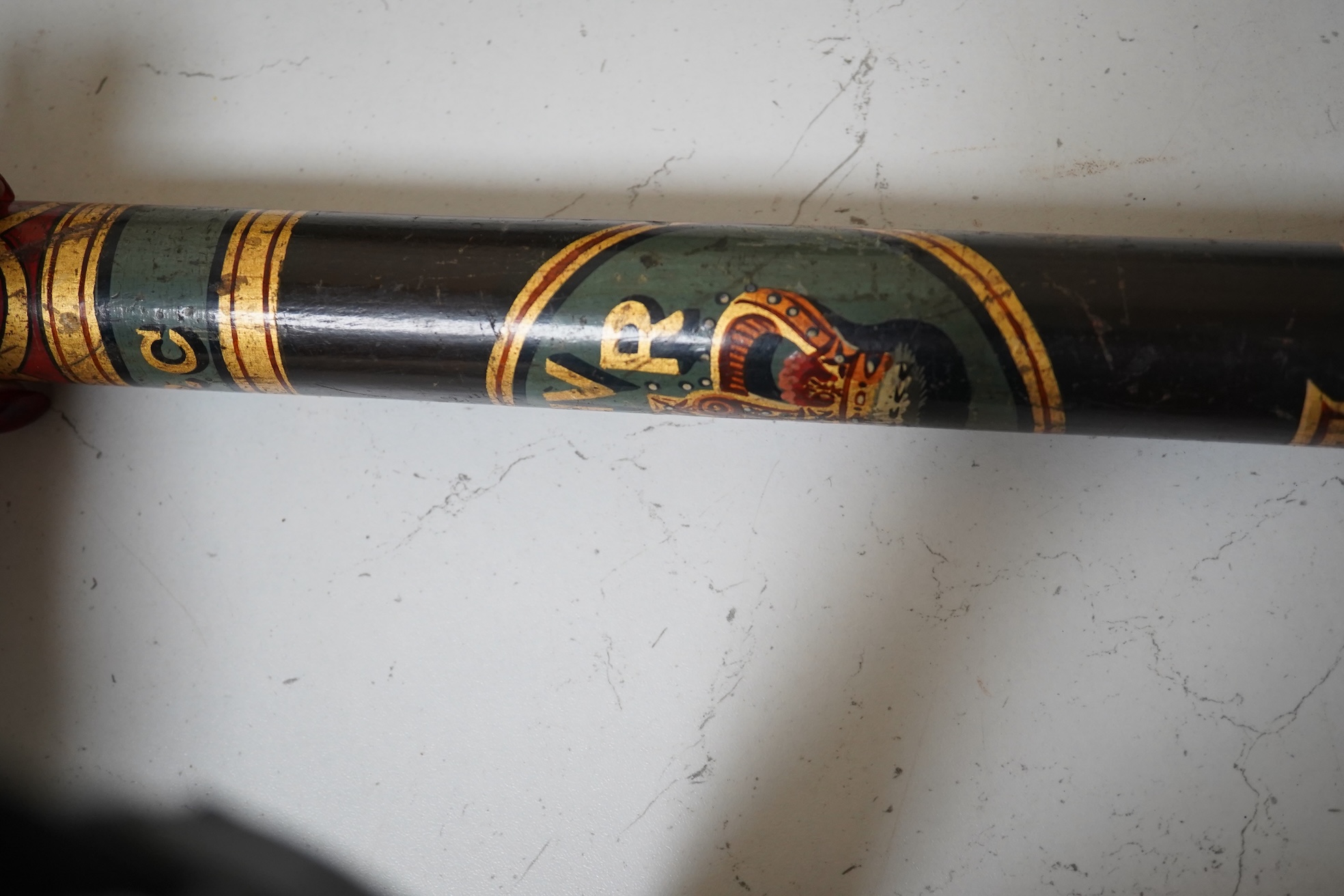 A William IV painted and gilt wooden Police Constable tipstaff, 59cm in length. Condition - good